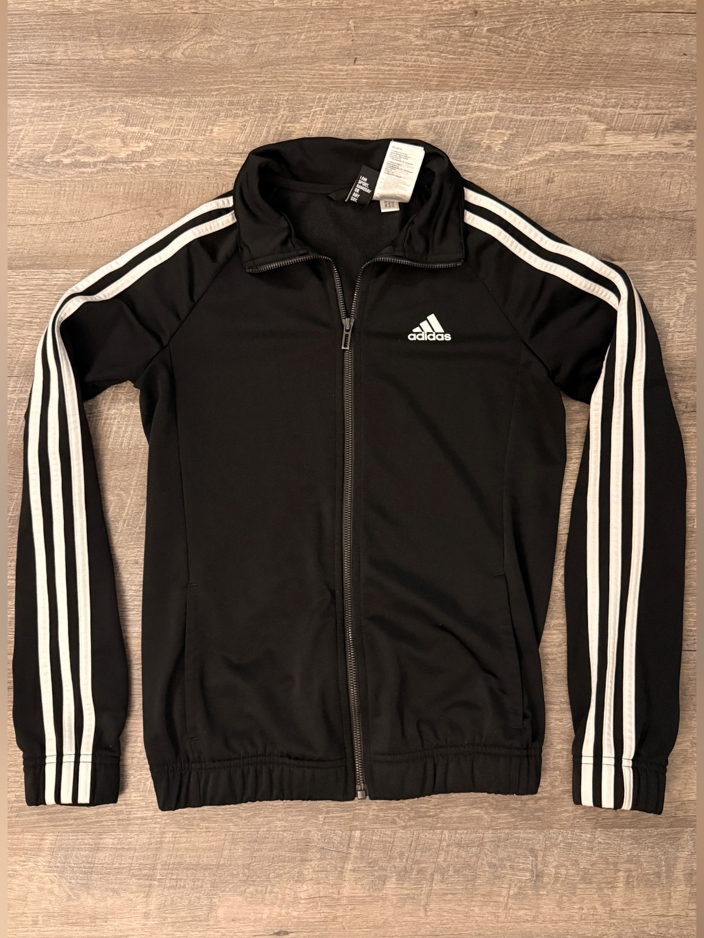 adidas Black Lightweight Track Jacket with White Three-Stripes